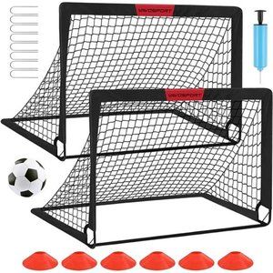 Kids Soccer Goals Set- 2 of 4' x 3' Portable Soccer Goal Training Equipment